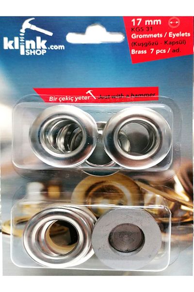 Klinkshop 31 Eyelet Hammer Application Apparatus and 7 Pieces 17 Mm Nickel Color Eyelet Kit - Stainless Brass