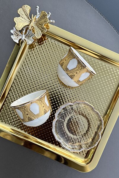 porselenden Eleonore Gold Premium 2-Piece Mirra (WITHOUT PLATE) Espresso Coffee Cup Set