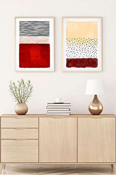 huhuli لوحة تجريدية مع إطار خشبي