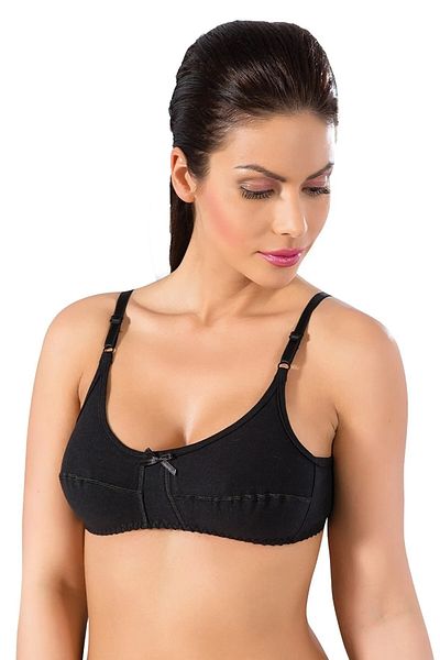 by İGP Black Economic Pack of 3, 100% Cotton, Plus Size, No Underwire, No Cup, Combed Cotton Oversize Bra