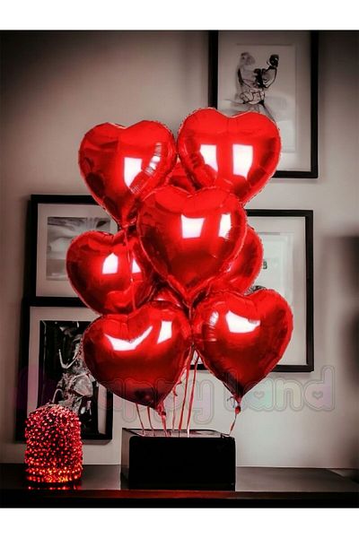 Happyland Foil Heart Balloon 10 Pieces Red Heart Balloon February 14 Wedding Favor Anniversary Sweetheart Balloon