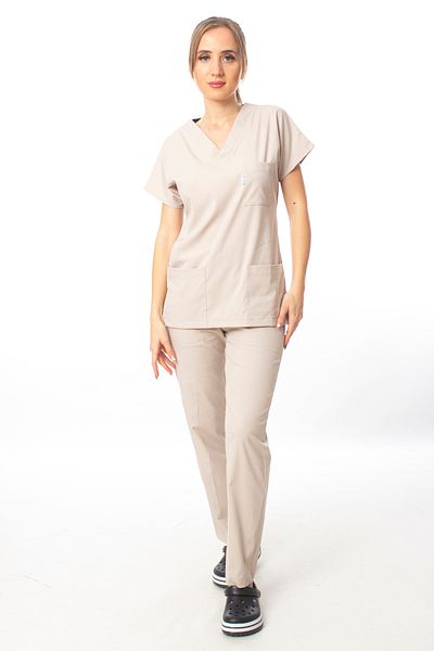 Simirna Üniforma Premium Fabric Lycra Surgical Doctor Nurse Cream Jersey Set