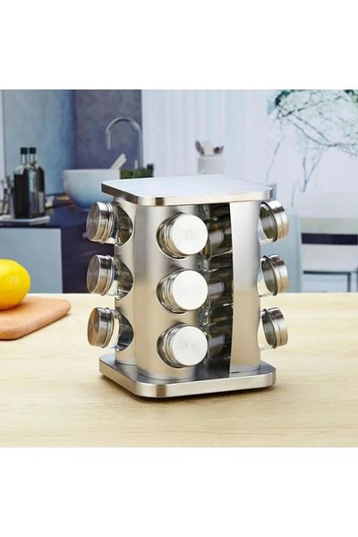 STLIFE Spice Set Stainless Steel Rotating Spice Rack Set Dowry Sets 12 Bottles Multiple Spices