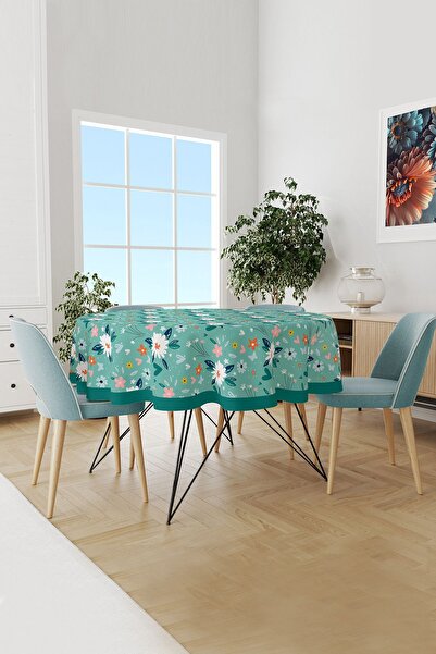 Moud's مفرش طاولة دائري من الجلد المدبوغ - نمط زهرة قديمة