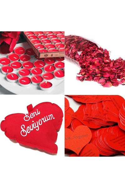 star global Dried Rose 50 Pieces Tealight Candle 365 Days Promise Cards 3 Pieces I Love You Pillow 2000 Pieces