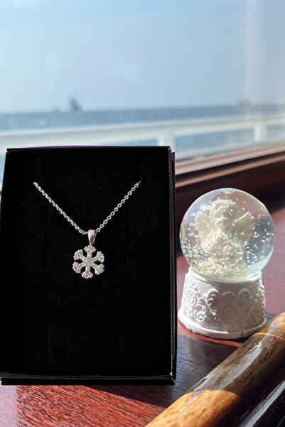 Kar Tanesi Gümüş Renk Kolye Kar Küresi Doğum Günü Hediyesi Sevgiliye Arkadaşa Öğretmene Hediye Seti