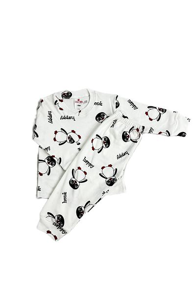 ÖZLEM BEBE 1-12 Years Penguin Patterned Cotton Pajama Set