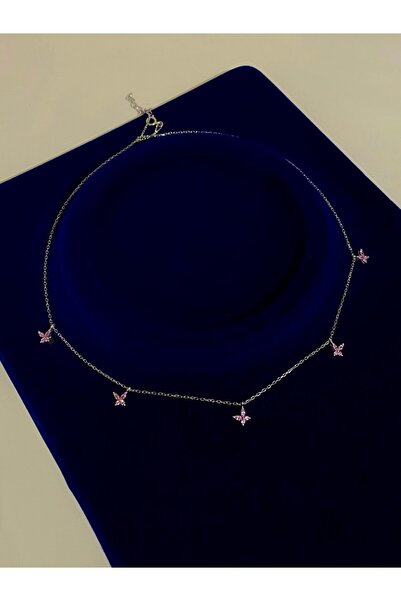 h&b design jewel 925 Ayar Gümüş 5 Kelebekli Kolye