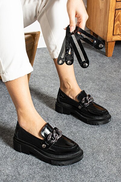 Tibu Ayakkabı Aura Three Different Accessory Detailed Loafer Shoes - Patent L...