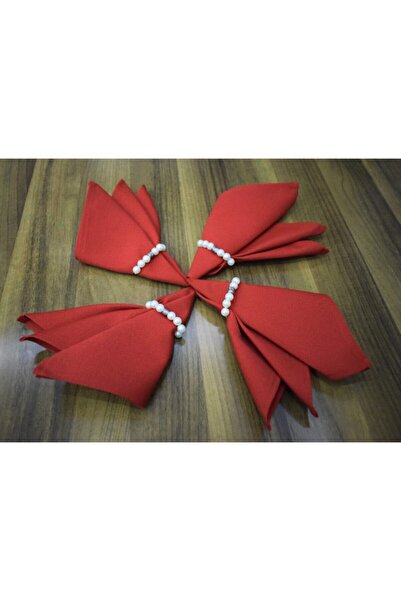 paris in paris 4 bucăți șervețele de serviciu din țesătură de culoare roșie cu inele de perle țesătură de in de rață de prima calitate (țesătură fără pantaloni)