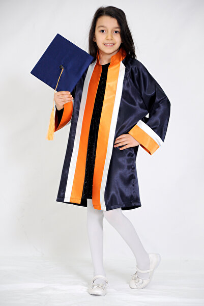 Mezuniyetshop Καπέλο αποφοίτησης Cubbe Νηπιαγωγείο Ναυτικό Μπλε Πορτοκαλί Λευκό