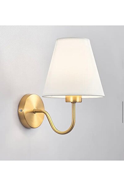 burenze Modern Tasarım Duvar Aplik Eskitme Gold Gövde Krem Abajur Elektrikle Çalışır