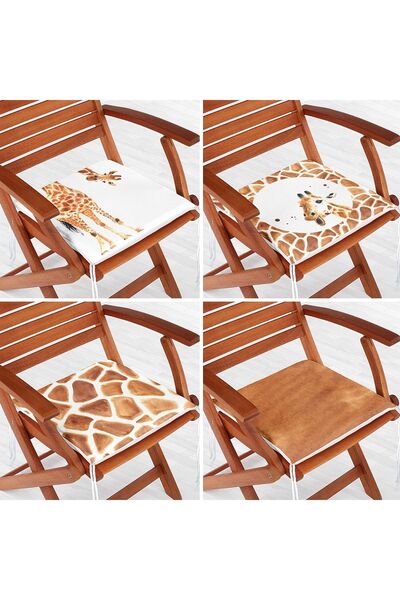 Nish & Royal Set de perne pentru scaune cu fermoar, 4 piese, cu motiv de girafa