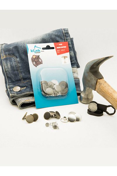 Klinkshop 17 Mm Jeans Button Hammer Application Apparatus and Black Color 8 Pieces Button Kit - Stainless Brass