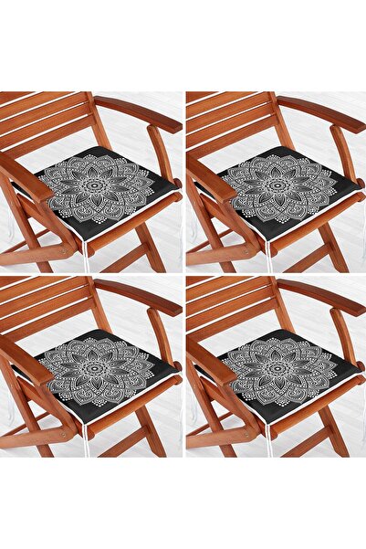 Nish & Royal Set de 4 perne pentru scaun cu fermoar, imprimate digital, cu mo...