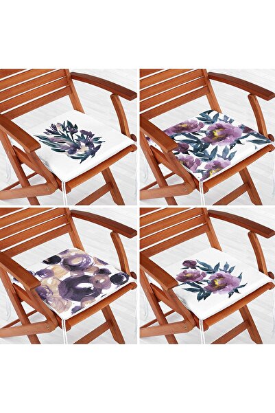 Nish & Royal Set de perne pentru scaune cu fermoar, 4 piese, liliac, cu motiv...