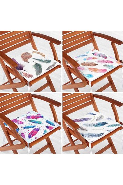 Nish & Royal Set de 4 perne pentru scaun cu pene colorate cu fermoar