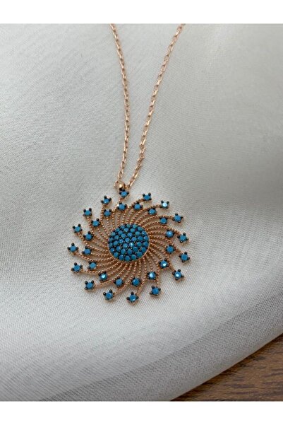 Mardin Gümüş Turkuaz Taşlı Güneş Kolye