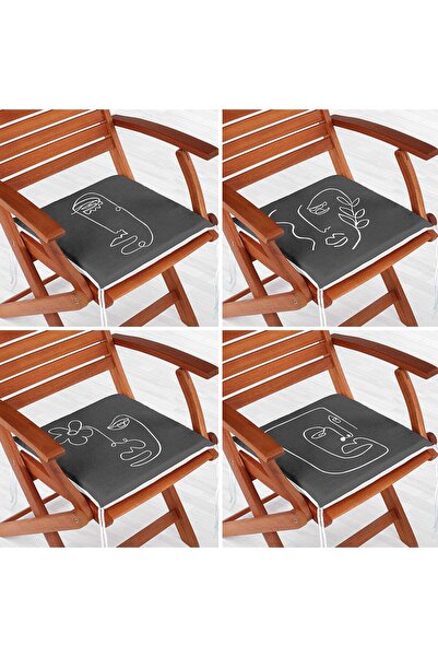 Nish & Royal طقم وسائد كرسي بسحاب مكون من 4 قطع بتصميم Onedraw للأرضيات المدخنة