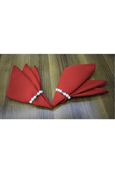 paris in paris 2 bucăți șervețele de serviciu din țesătură de culoare roșie cu inele de perle țesătură de in de rață de prima calitate (țesătură fără pantaloni)