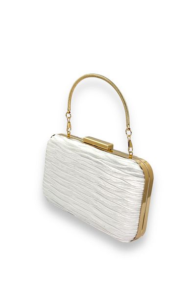 Biçanta Βραδινό φόρεμα Mother of Pearl Πλισέ σατέν τσάντα με μεταλλικές λαβές Αρραβώνας γάμου Henna Evening Bag Graduation