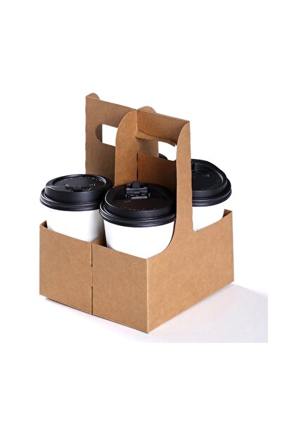 ecenplast Karton Bardak Taşıyıcı Kraft Karton Saplı 2 li - 100 Adet