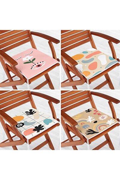 Nish & Royal Set de 4 perne de scaun moderne cu fermoar cu desen onedraw pe p...