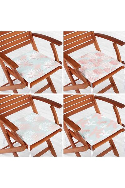 Nish & Royal Set de 4 perne moderne pentru scaun cu fermoar cu desen de frunz...