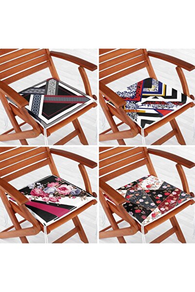 Nish & Royal Set de 4 perne pentru scaune cu fermoar cu motiv floral cu desig...