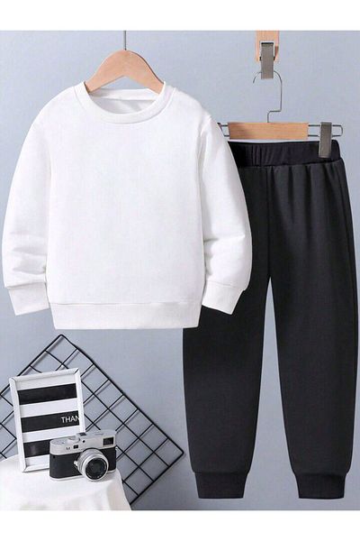 AMMA Children's Printed Bottom Top 3 Thread Sweatshirt Tracksuit Set