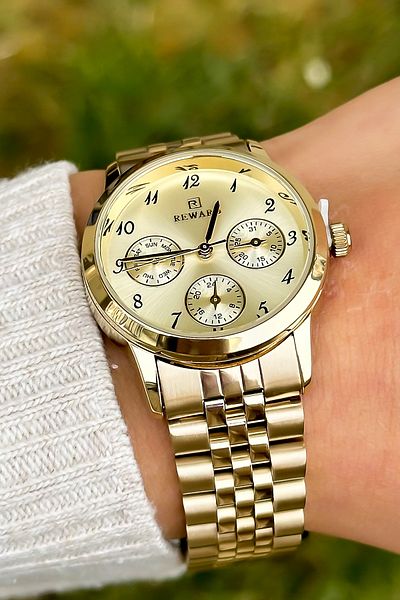 Reward Stylish Design Numeral Multi-Function Gold Color Women's Wristwatch