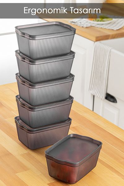 Meleni Home 1.5 Lt Smoked Perry Set of 6 - Deep Freezer and Refrigerator Food Organization Box with Lid
