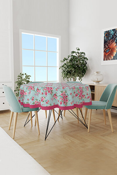 Moud's مفرش مائدة مدام سبرينج مستدير من الجلد السويدي خالي من الهموم