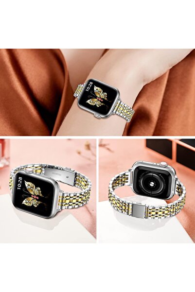 mimtec Apple Watch Ultra 3 4 5 6 7 8 9 Se Nike 38 40 41mm Kalite Kordon Bileklik Parlak Çelik Loop