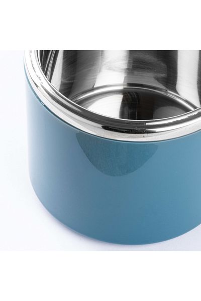 Tantitoni 024-01-TEDEMEI BLUE STAINLESS STEEL 2-LAYER ROUND FOOD CARRY CONTAINER 930ML
