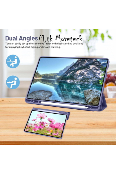 m.tk moveteck Samsung Galaxy Tab A9 8.7 inç Sm-X110 Kılıf Kalem Bölmeli Yuvalı Standlı Pu Deri Yumuşak Silikon Kap