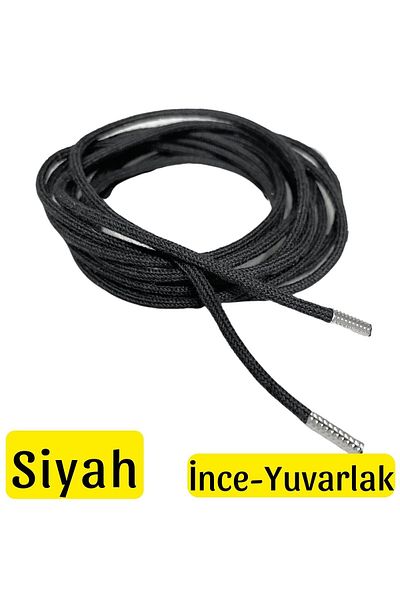 ipekbazaar 150 Cm Round Laces, 60cm-350cm Desired Length Metal Tip Corded Shoelaces, 1 Pair