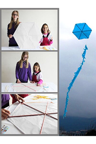 GÜLEN UÇURTMA Naylon Altıgen Uçurtma Yapım Seti / Plastik Çıtalı