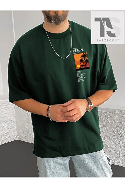 Tarzsokak Tricou grafic cu slogan și copac de nucă de cocos pentru bărbați RSRT