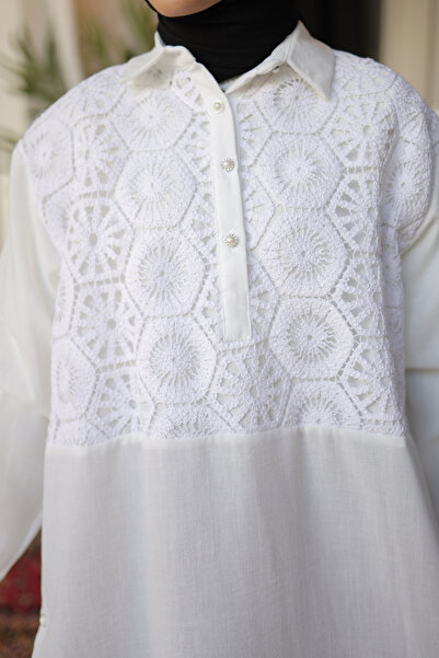 benguen 61640 Mintás gyöngygombos ing fehér