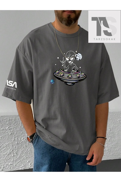 Tarzsokak Tricou pentru bărbați cu litere din desene animate Alien Graphic Dr...