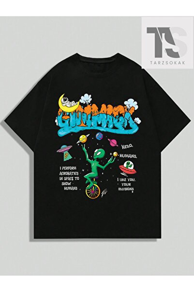 Tarzsokak Tricou casual cu gât rotund, cu imprimeu cu desene animate pentru b...