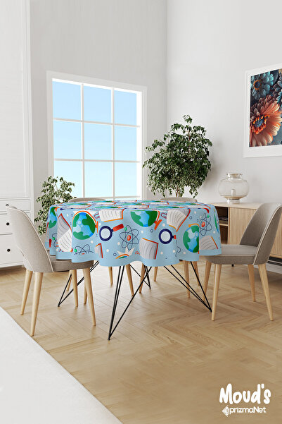 Moud's Синя географія Урок з малюнком Кругла замшева скатертина без швів