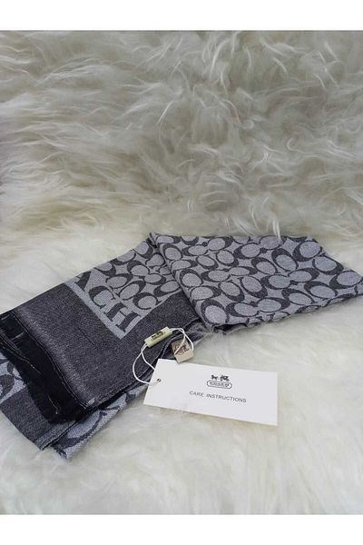 İPEKSCARF 100% Silk Cashmere Black Gray Shawl