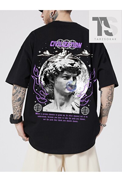 Tarzsokak Ανδρικό μπλουζάκι Street Life με σλόγκαν και γραφικά σχέδια