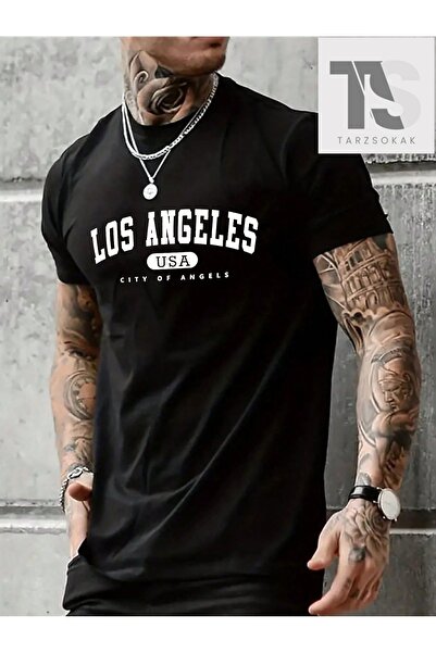 Tarzsokak Tricou negru tricotat pentru bărbați, cu gât rotund, cu umeri căzuț...