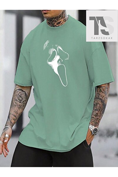 Tarzsokak Tricou cu imprimeu Ghost pentru bărbați, croială lejeră