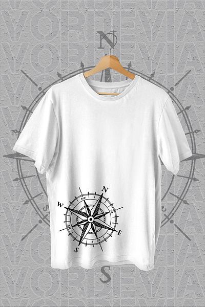 Vordevia Tricou supradimensionat alb cu imprimeu busolă