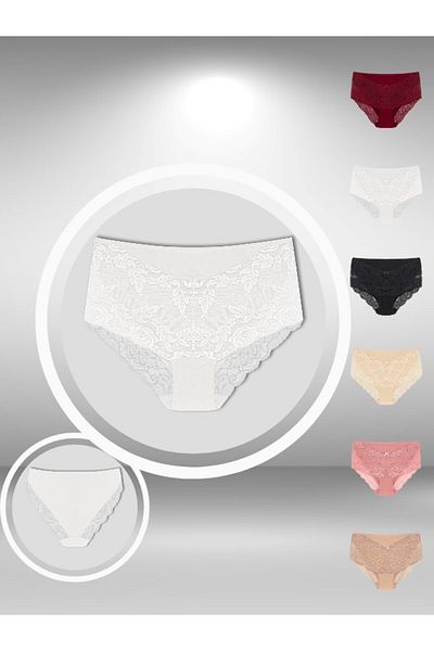 ŞahTan Lace Front and Back Cotton Large Size Bato Women's Panties