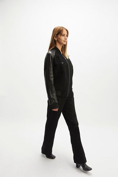 By Marki Marki Black Genuine Leather Coat College Body Fur Genuine Leather Jacket -104222